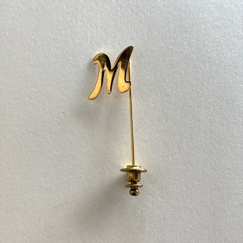 Gold Letter M Stick Pin